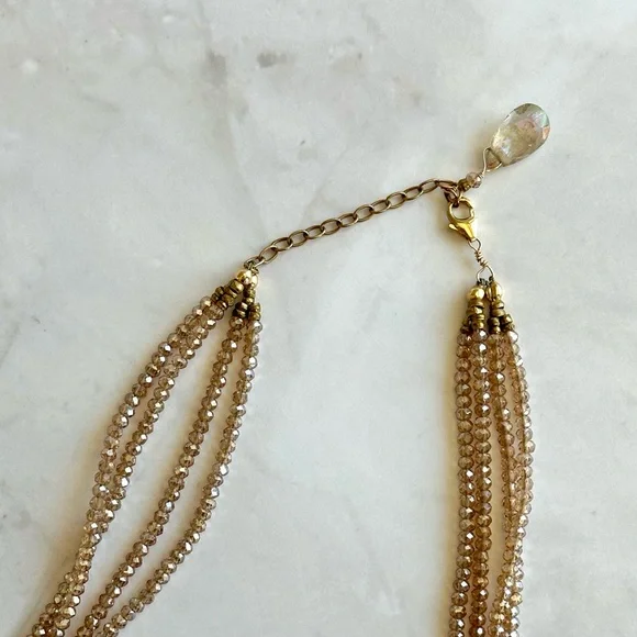 NEW Handmade Necklace - Brass/Labradorite Beads
